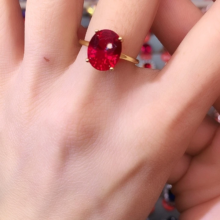 红宝石戒指银S925镶嵌