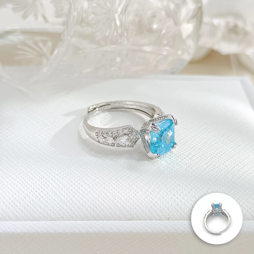 铜合金合成锆石戒指 WGTL-006633【冰锦方韵】戒指轻奢时尚精致简约