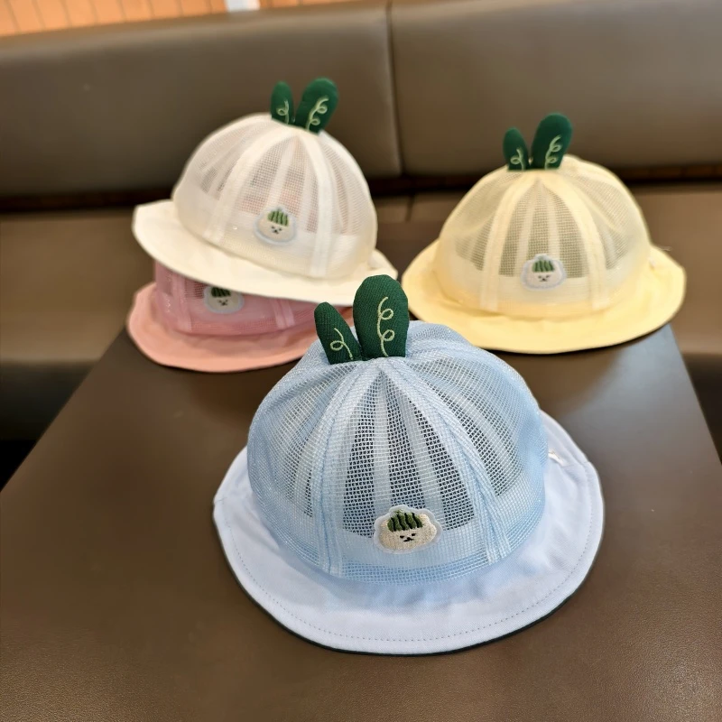 婴儿帽子夏季薄款宝宝遮阳帽婴幼儿帽网眼渔夫帽新生儿太阳帽