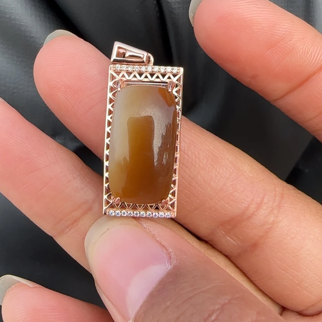 和田玉颈饰银S925镶嵌?***?