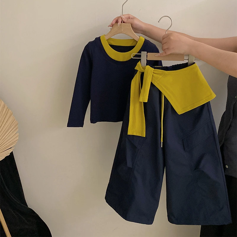 女童秋装休闲套装2025新款韩版洋气女孩春秋披肩长袖工装裤三件套