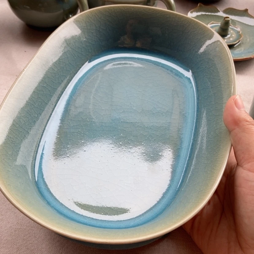 【闪购商品】水仙盆原矿天蓝釉