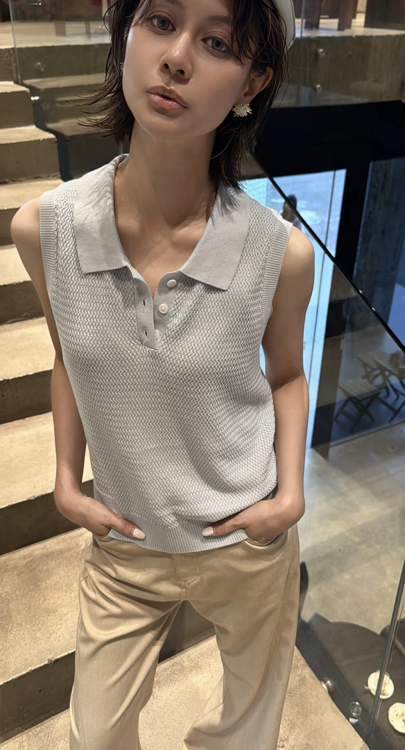 【Miss Li Simple】天丝面料显瘦Polo针织背心上衣