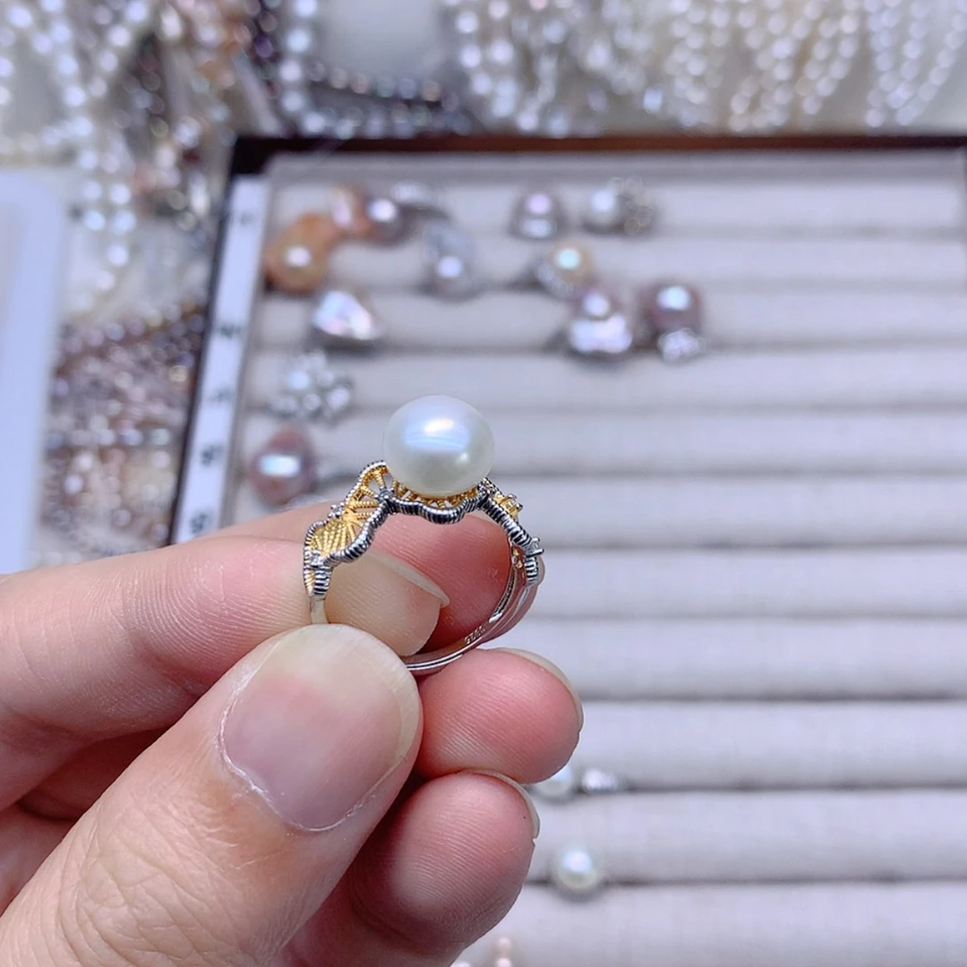 【闪购商品】银S925镶嵌戒指淡水珍珠
