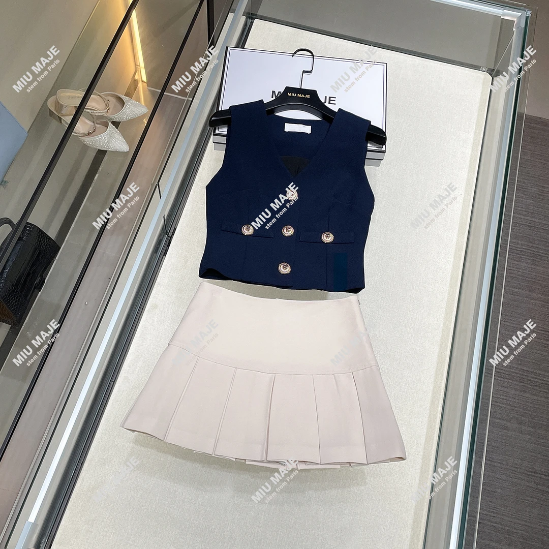 【女团出道】时尚洋气半裙休闲无袖韩版两件套套装DY4670