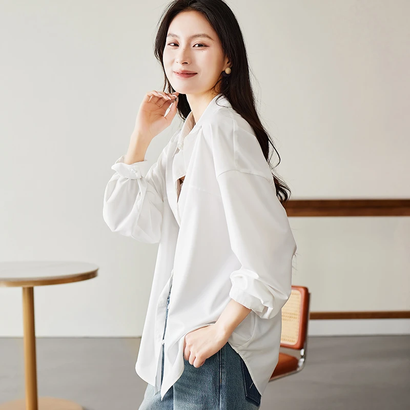 索菲丝尔2025秋季通勤纯色长袖衬衫新款流行显瘦洋气衬衣女513013