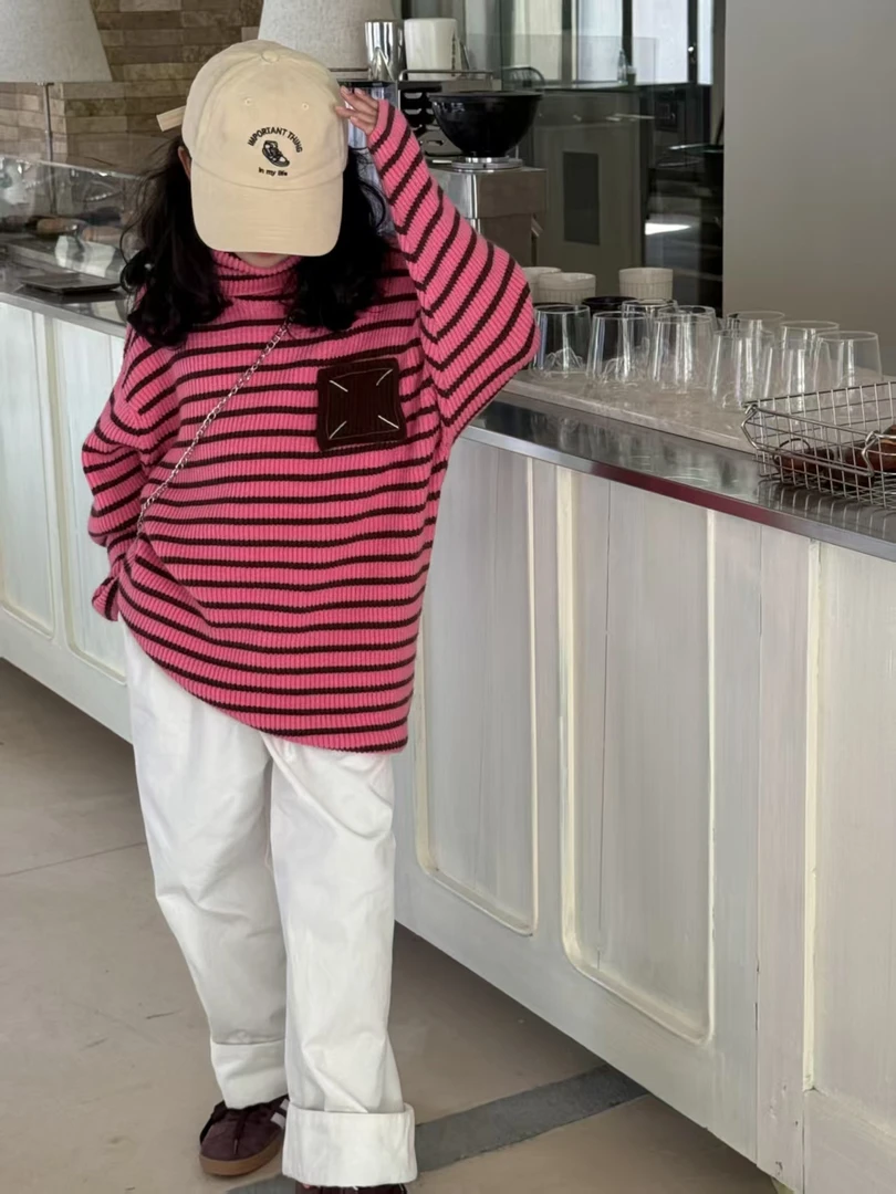 潮童高领毛衣（直播间同款）长袖时尚休闲百搭条纹韩版套头秋冬