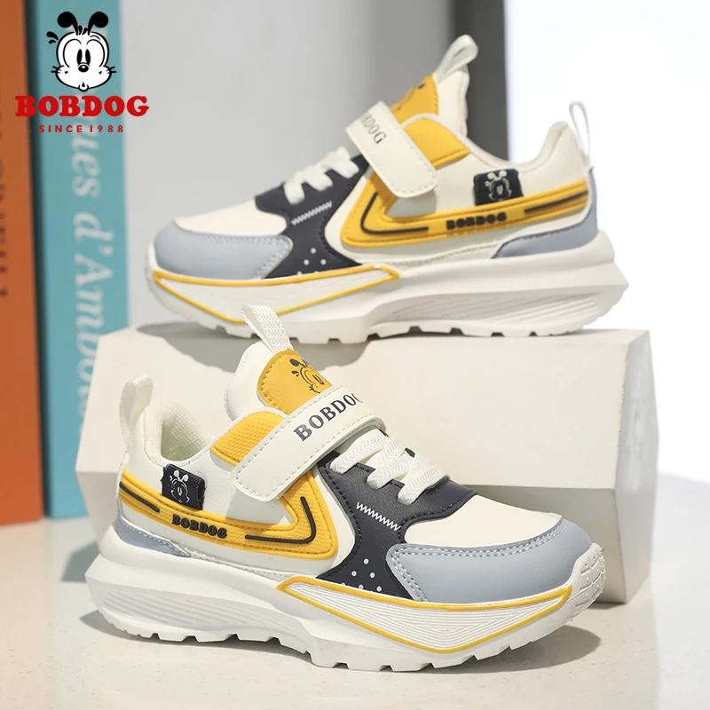 巴布豆2025秋季新款皮面男童透气休闲男大童运动鞋中大童软底防滑