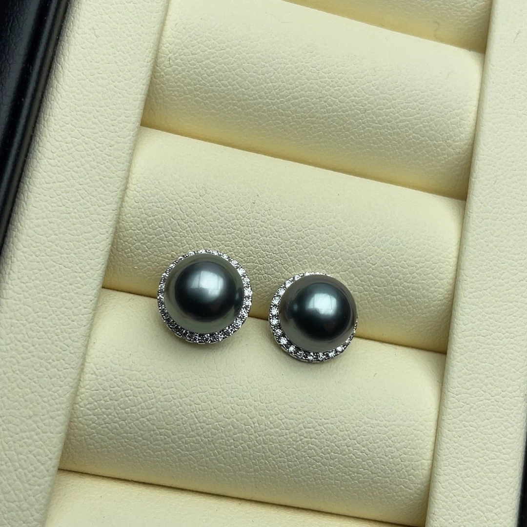 银S925镶嵌耳饰海水珍珠