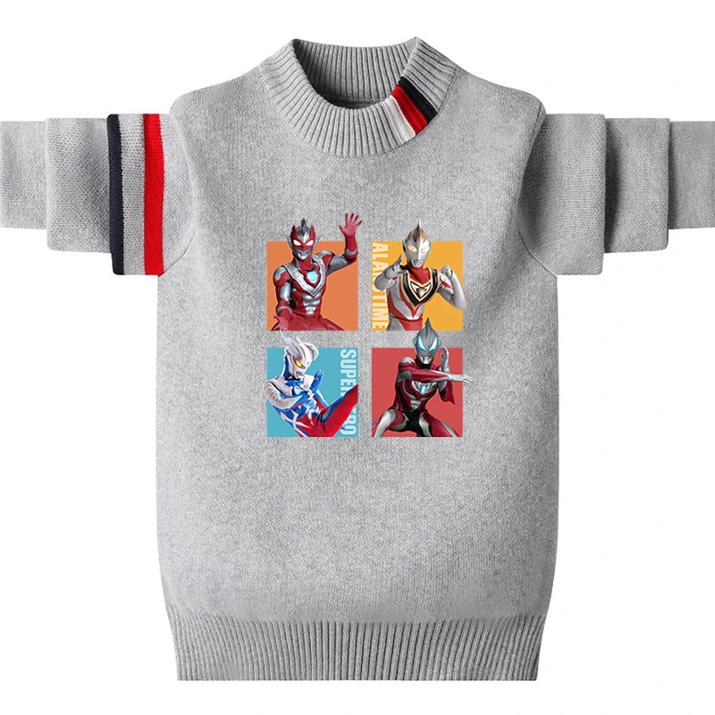 奥特曼童装儿童加厚圆领毛衣2025新款宝宝打底毛衣男童套头毛线衫