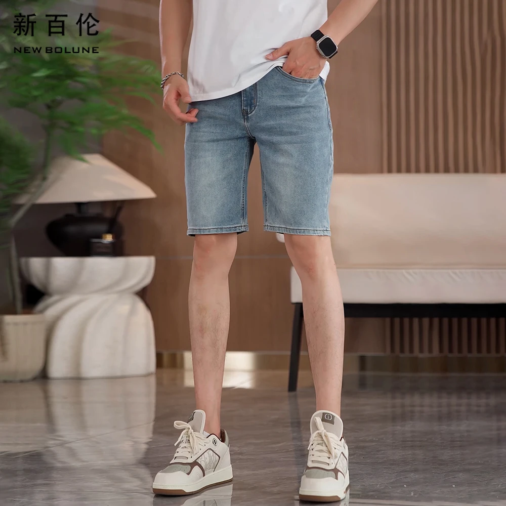 新百伦牛仔短裤男士夏季薄款五分裤中裤宽松百搭时尚休闲裤男款潮