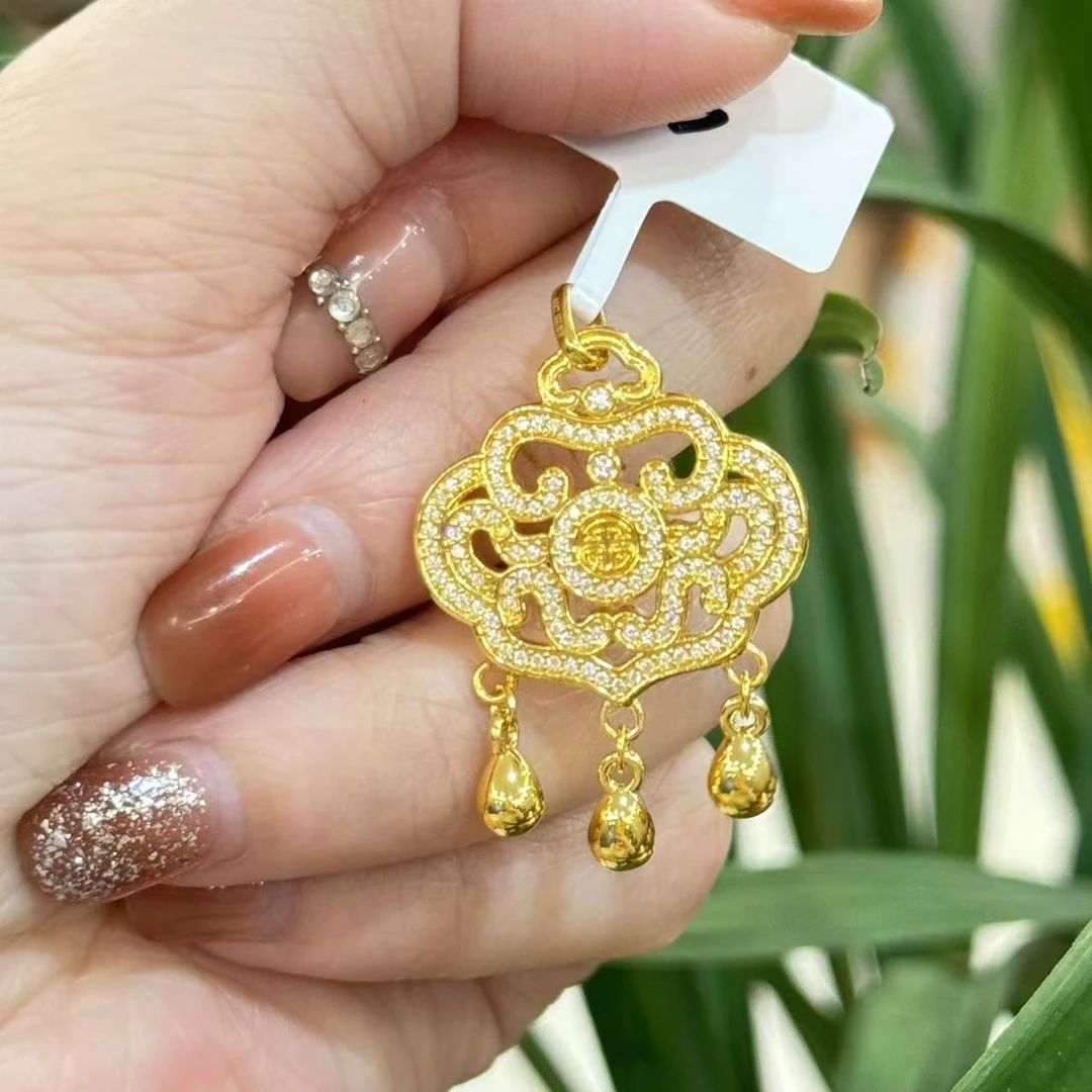 阿敏专属-Y【平安锁点钻吊坠】--足金999精工5D（点钻附加338/138）