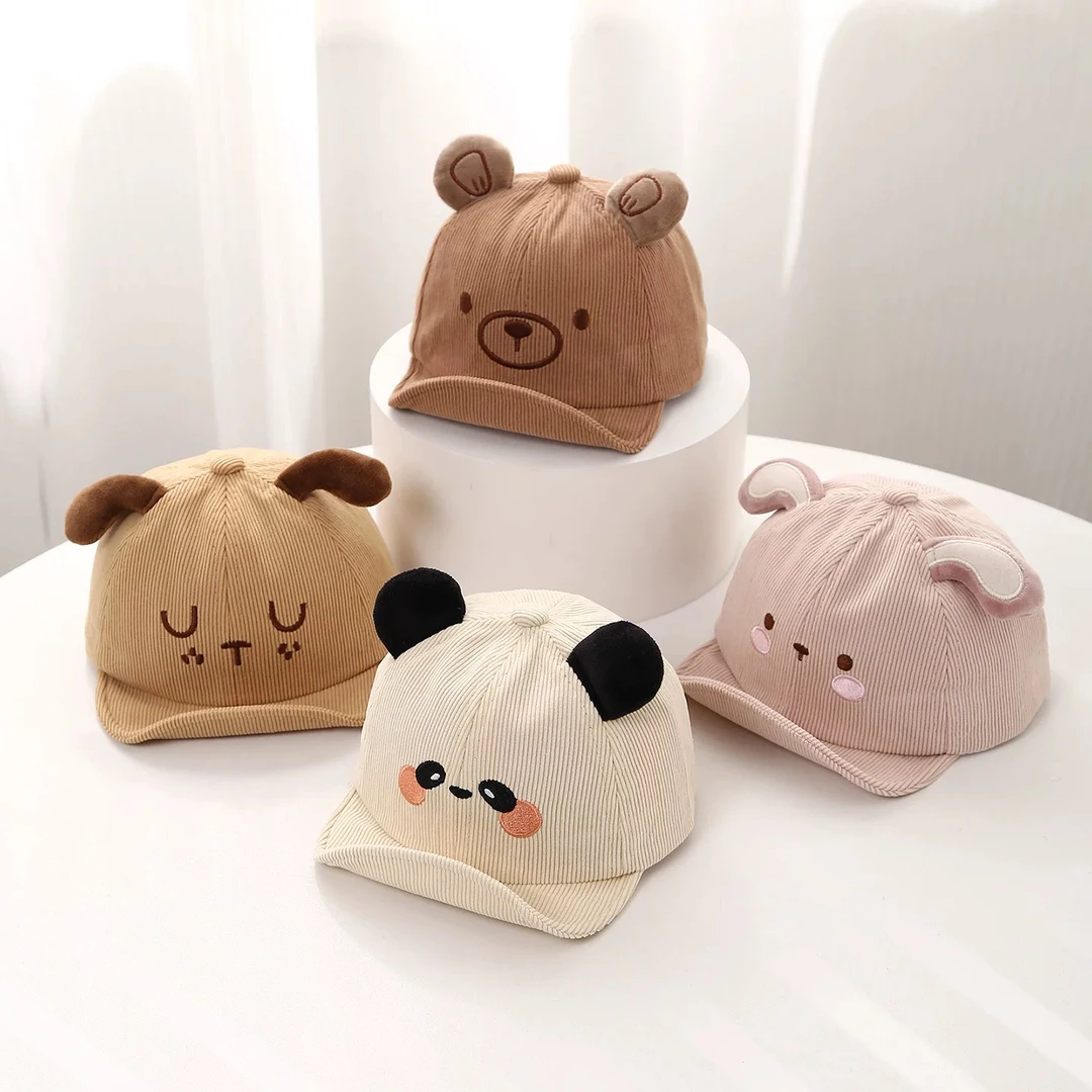 宝宝帽子秋冬韩版可爱熊猫造型鸭舌帽婴儿软檐防晒儿童遮阳棒球帽
