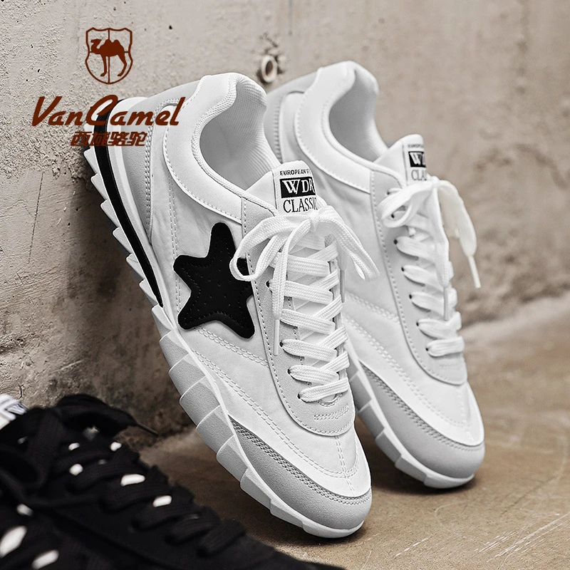 西域骆驼鞋男2025春季新款板鞋韩版拼色软底阿甘鞋圆头休闲运动鞋