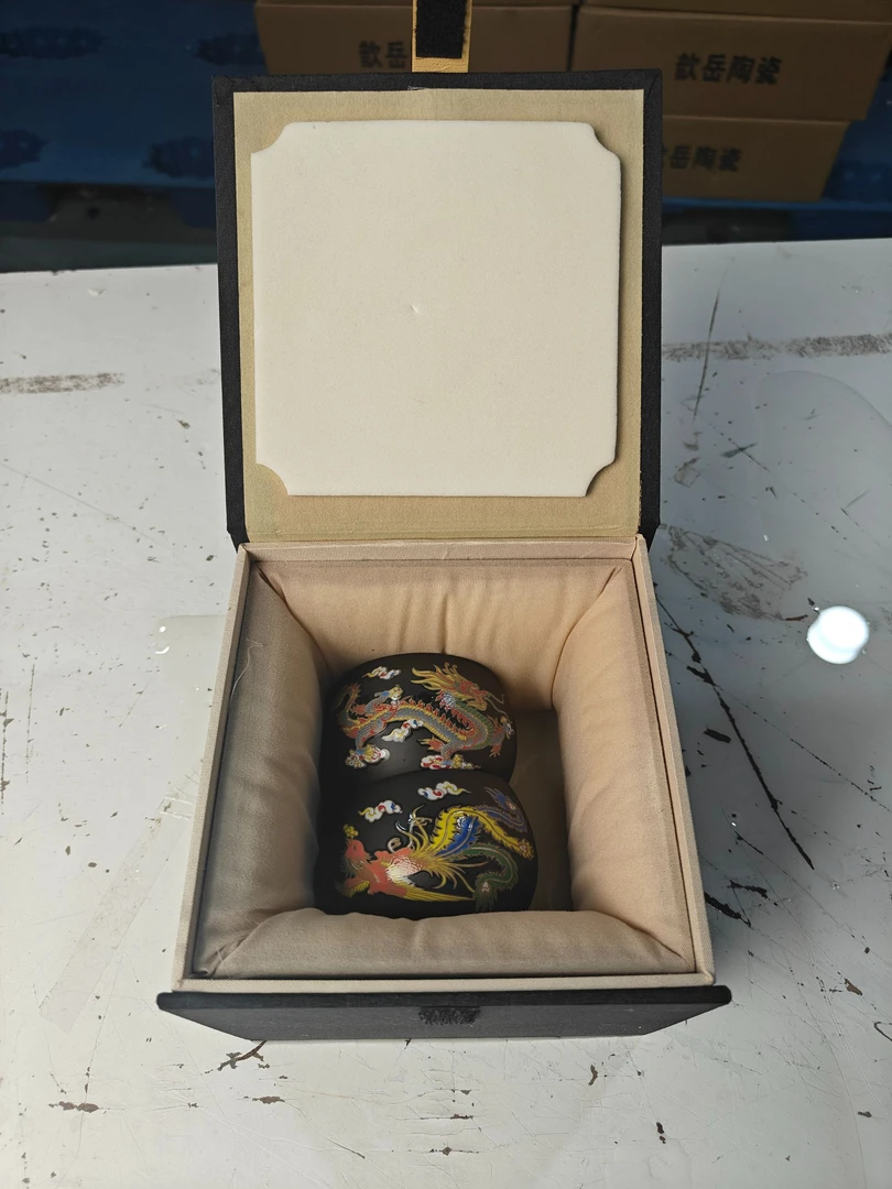 【闪购商品】遇热变色紫砂茶杯品茗杯龙凤对杯‘（不带礼盒）