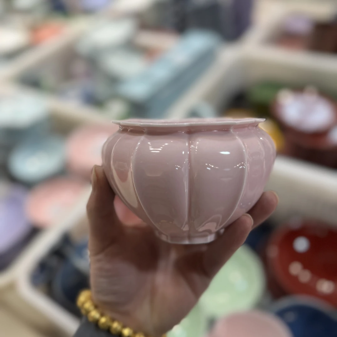@724微瑕商品新中式茶点水果樱花粉葵纹建水果盘不影响使用