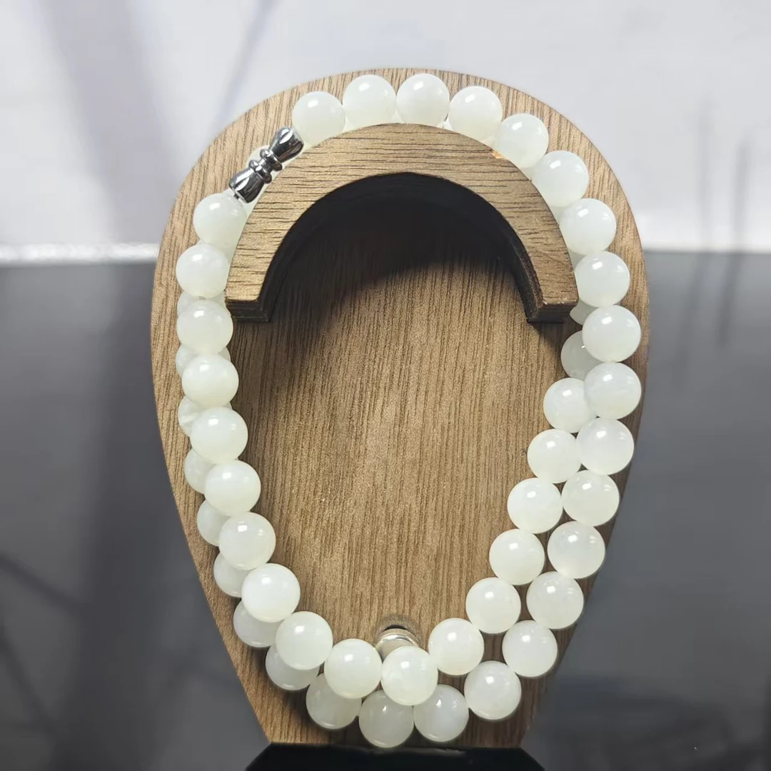 W和田玉冰羊脂圆珠项链（卡8）2860