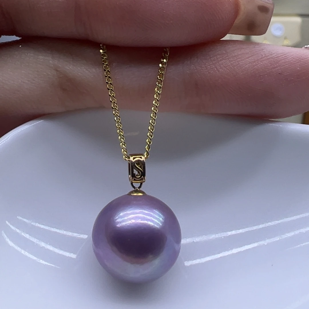 淡水珍珠18K金镶嵌吊坠(赠链)