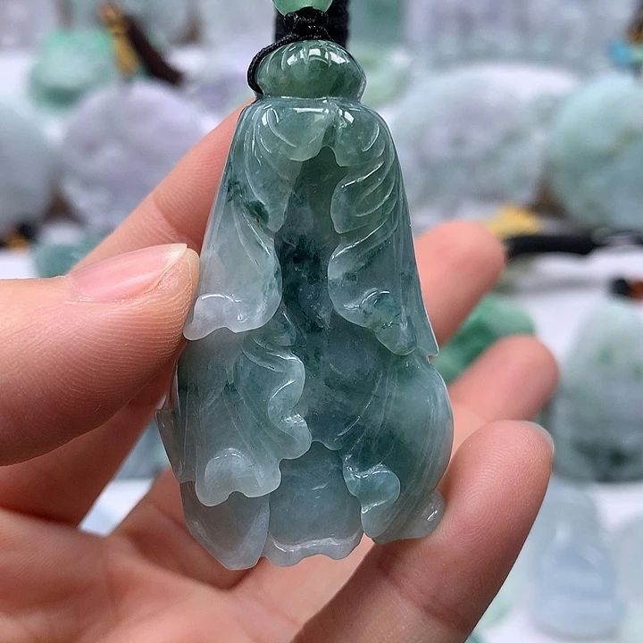 翡翠未镶嵌颈饰百财两面工艺卡厚16+