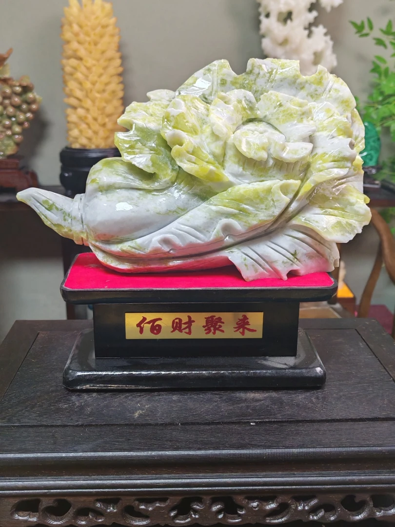 玉石大号玄关创意白菜摆件中式室内工艺品家居书房乔迁开业礼品