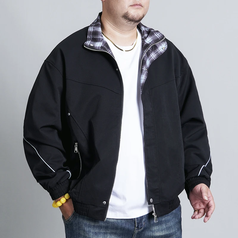 LIUGEJIA/六个加秋季港版勤务夹克大码夹克宽松立领外套 FZD-8871