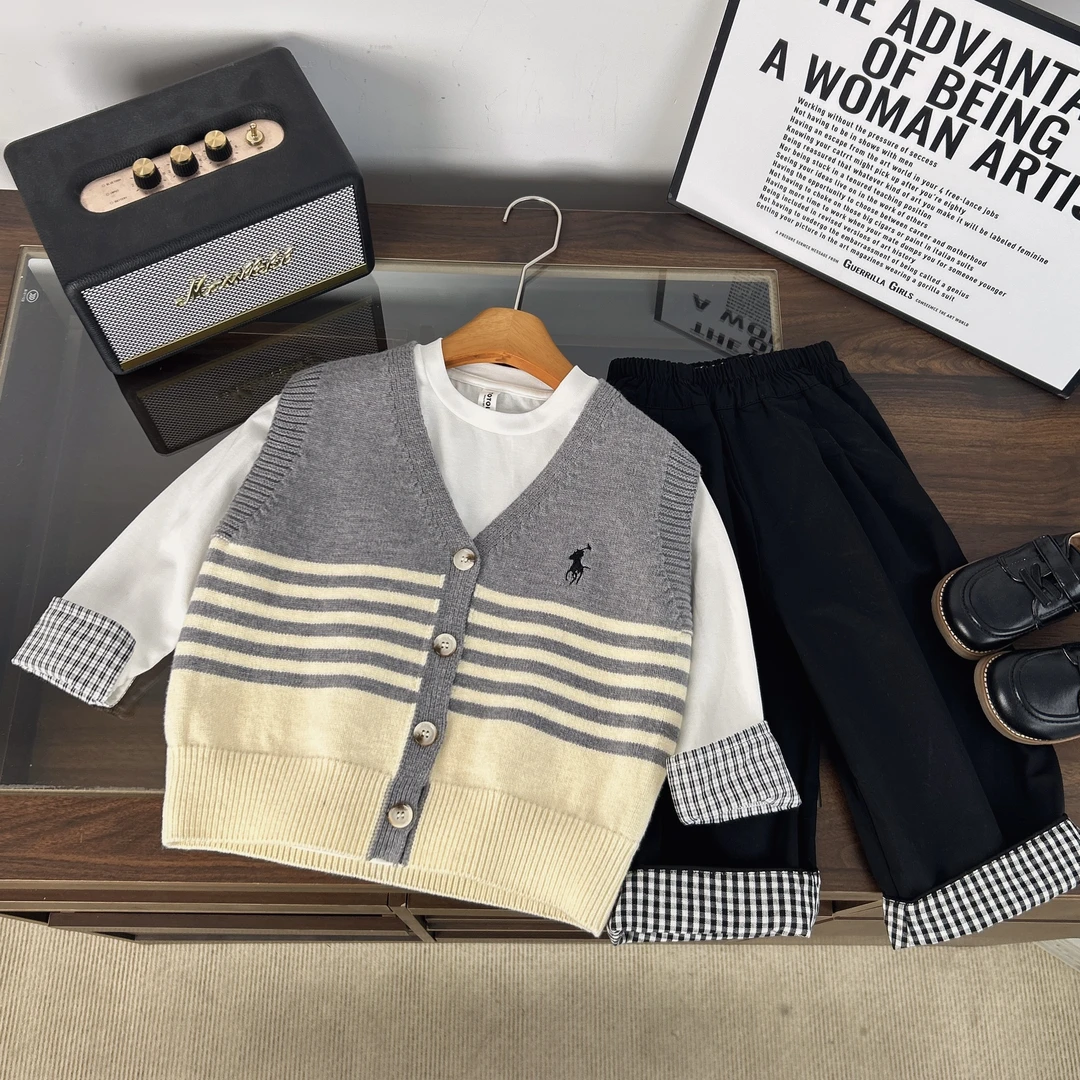 【米佑】儿童毛衣马甲打底2025年春秋新款打底衫马甲套装WQ155