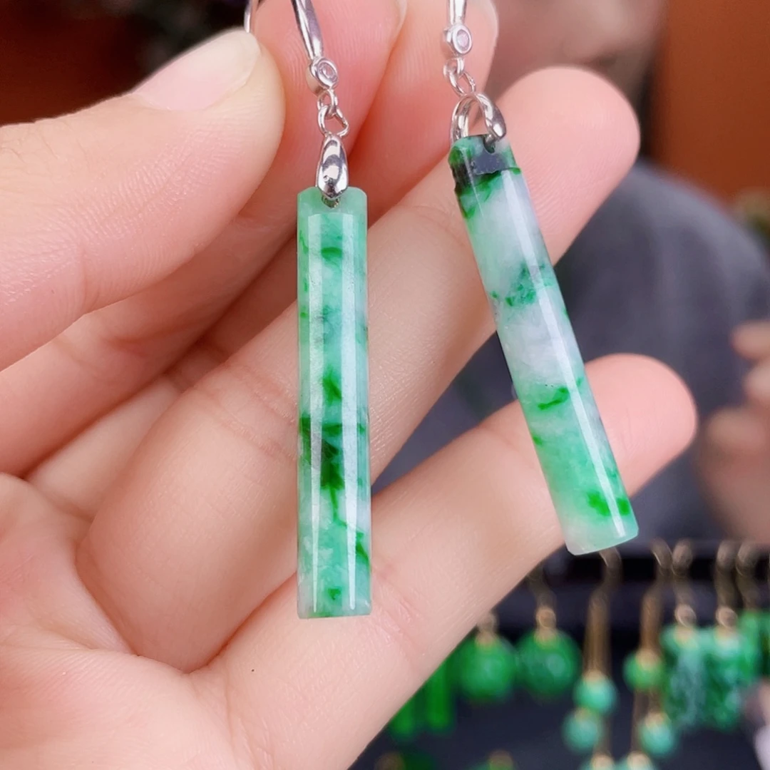 翡翠银S925镶嵌耳饰