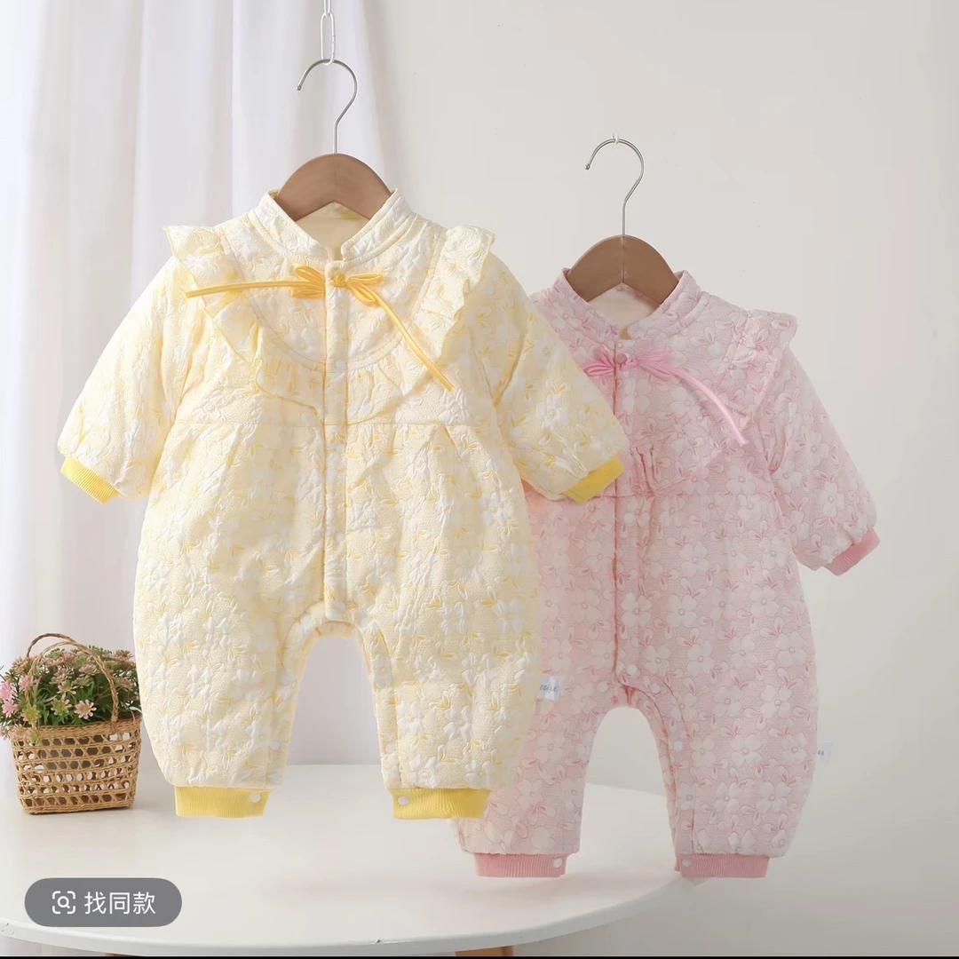 婴儿棉服连体衣冬装婴幼儿衣服冬季衣服婴儿加厚连帽外出服秋冬