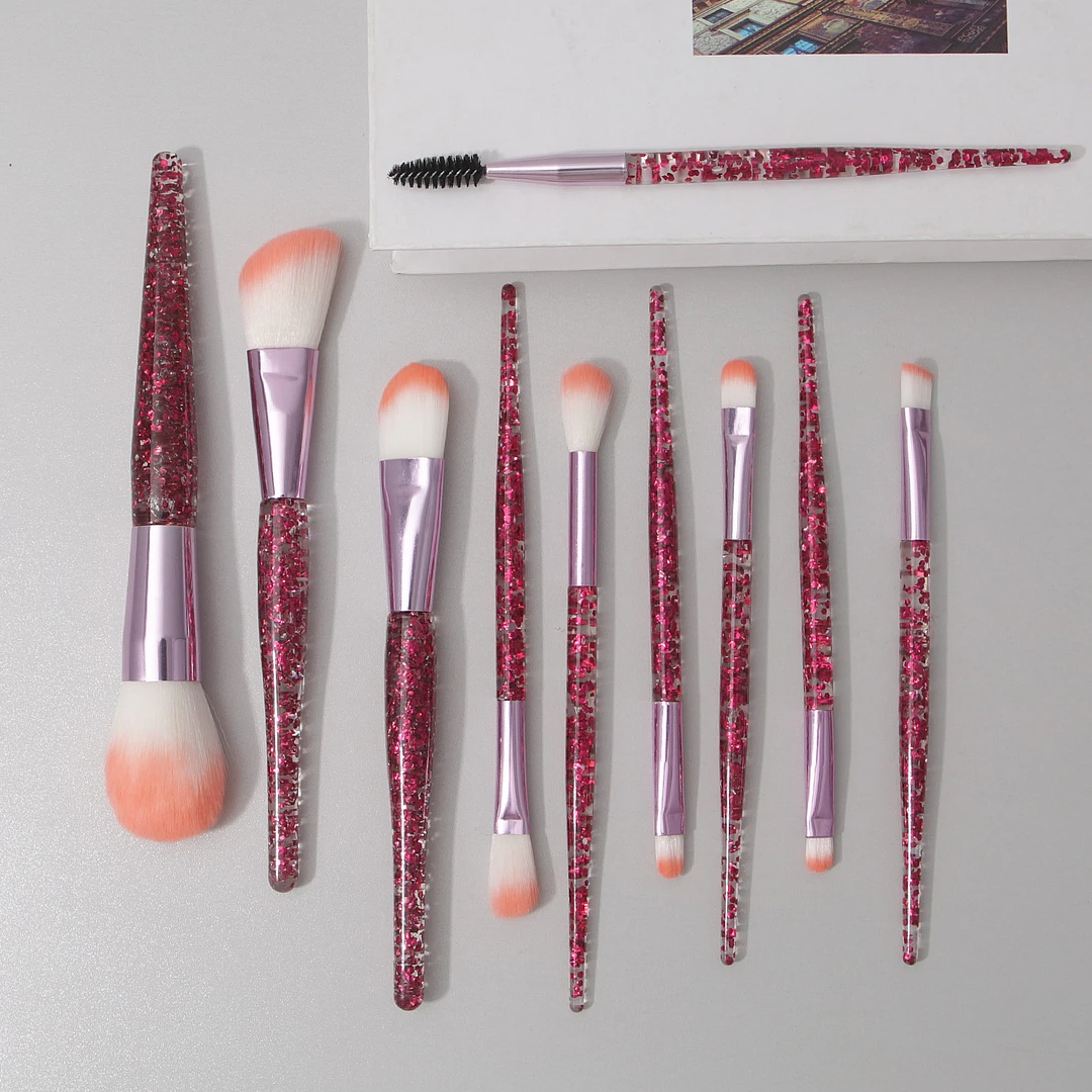 沧州化妆刷套装散粉双色毛腮红刷晕染亮片透明柄眼影美妆工具