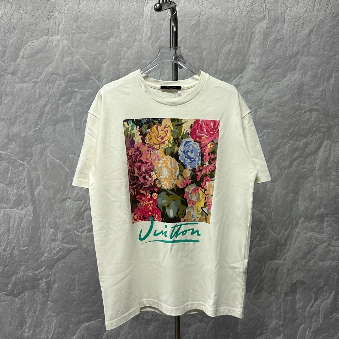 未使用 LouisVuitton/路易威登  花卉油画印花短袖 XL码 J00694