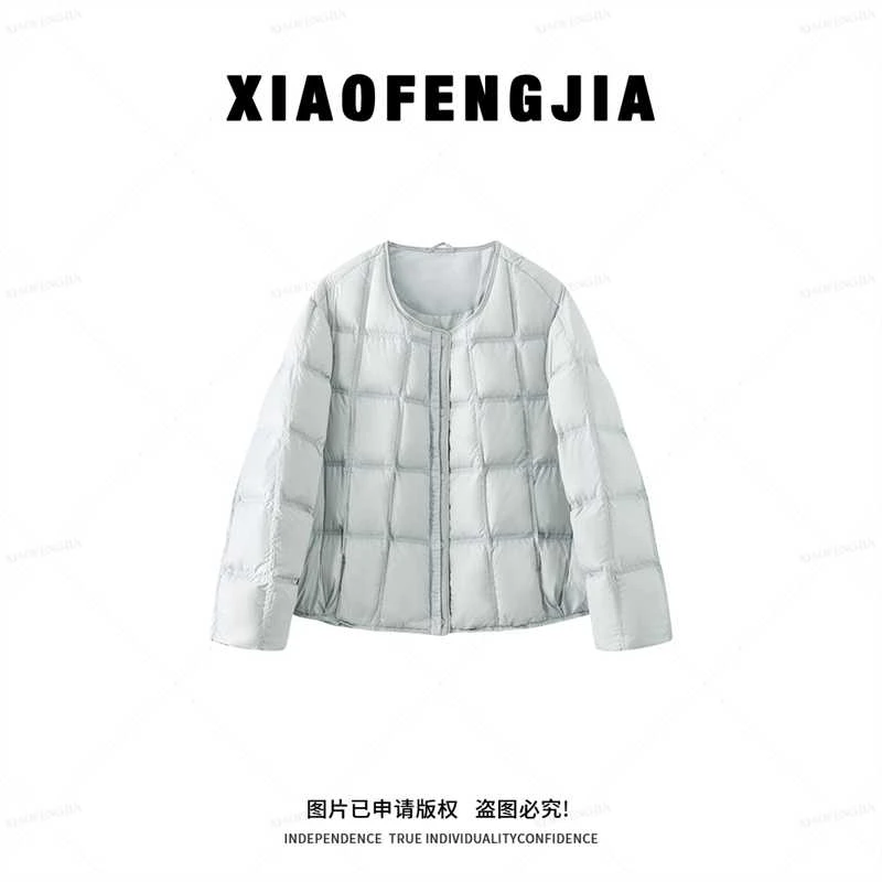 2025冬季新款【四季青小封家轻奢】90白鸭绒豆腐块纯色羽绒服250879