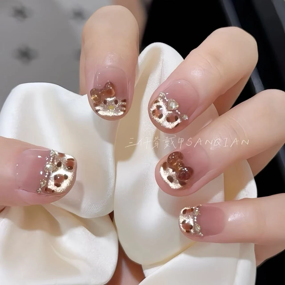 【美式KT】三仟手工穿戴甲 亚裔美式辣妹氛围感 豹纹甜辣风kitty