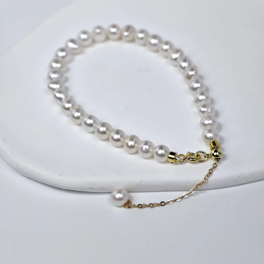 【四个姐专属】S925银5-6mm淡水无核珍珠手链小珠设计款 WLF