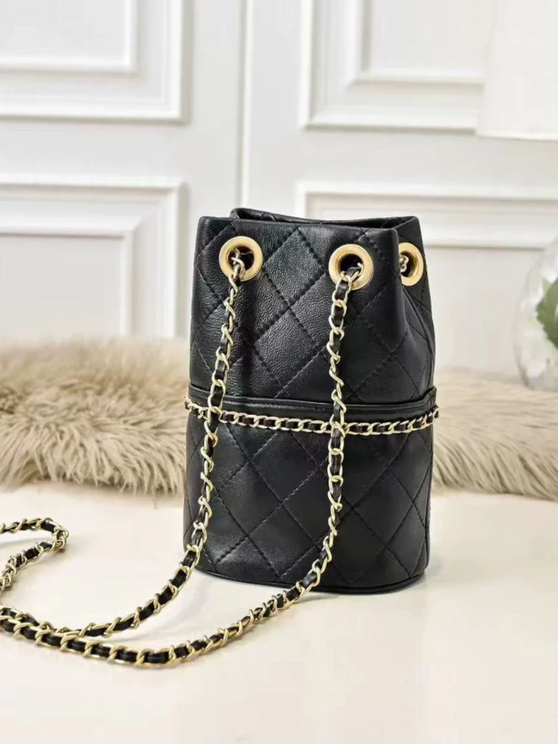 【CHGE】2031香家水桶包黑色新款爆款女包斜挎包手提单肩包包编织