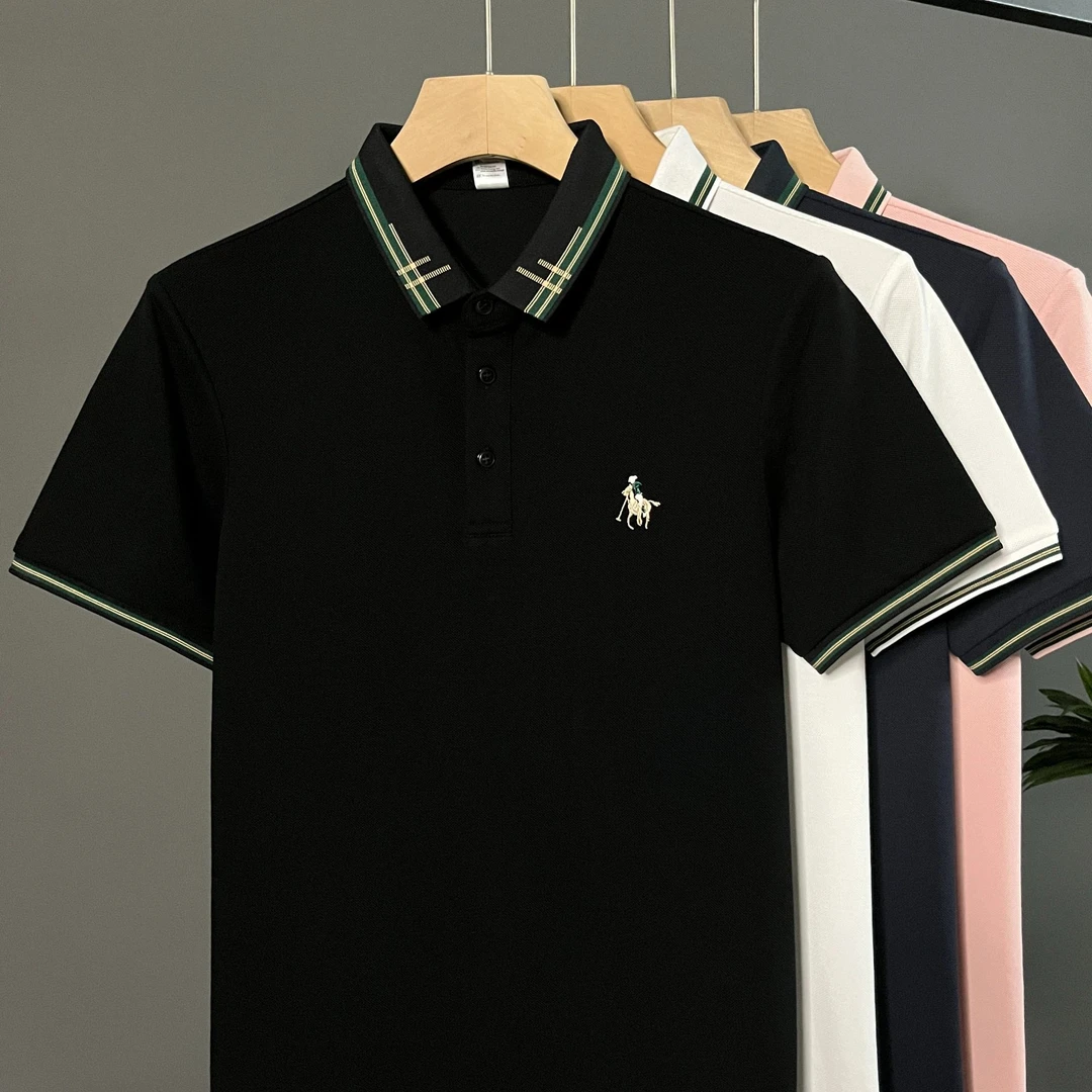 高级感轻奢刺绣男士Polo衫短袖夏季时尚撞色翻领T恤休闲商务22526