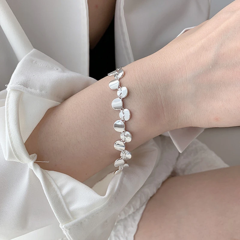 铜合金亚克力手链 简约小圆片手链女时尚冷淡风气质优雅S925银手