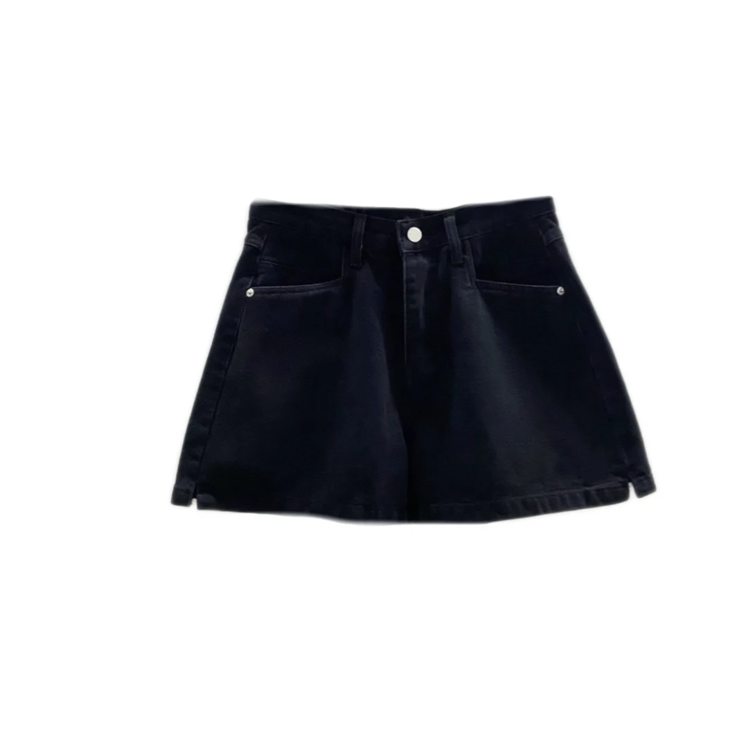 初晓2025年短裤高腰夏季女生短裤百搭韩版赫本风欧美风 黑色23131