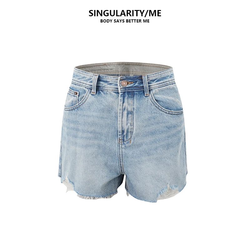 Singularity Me 夏季百搭显瘦小个子拉毛休闲牛仔短裤 2A H 1040
