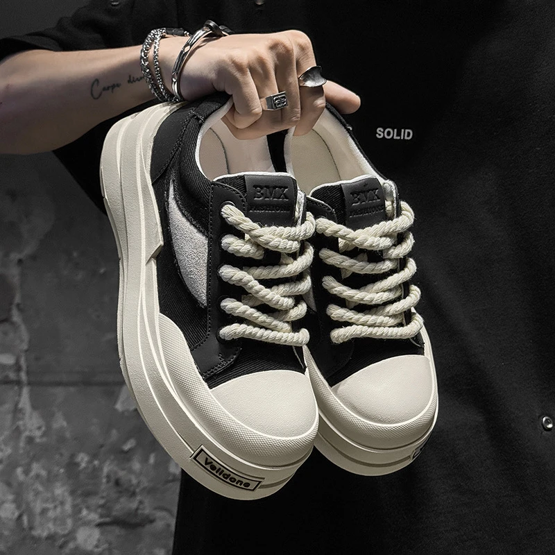 经典复古帆布鞋情侣款大头鞋国潮厚底男鞋百搭增高板鞋运动休闲鞋