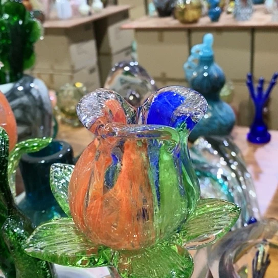 琉璃高度45厘米夜光玫瑰琉璃花