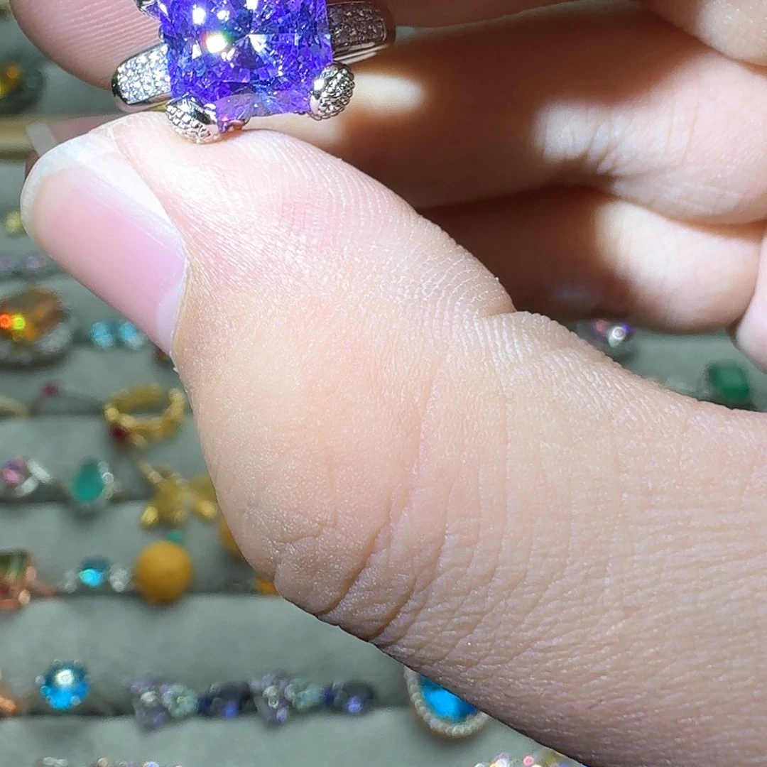 绿水晶戒指银S925镶嵌