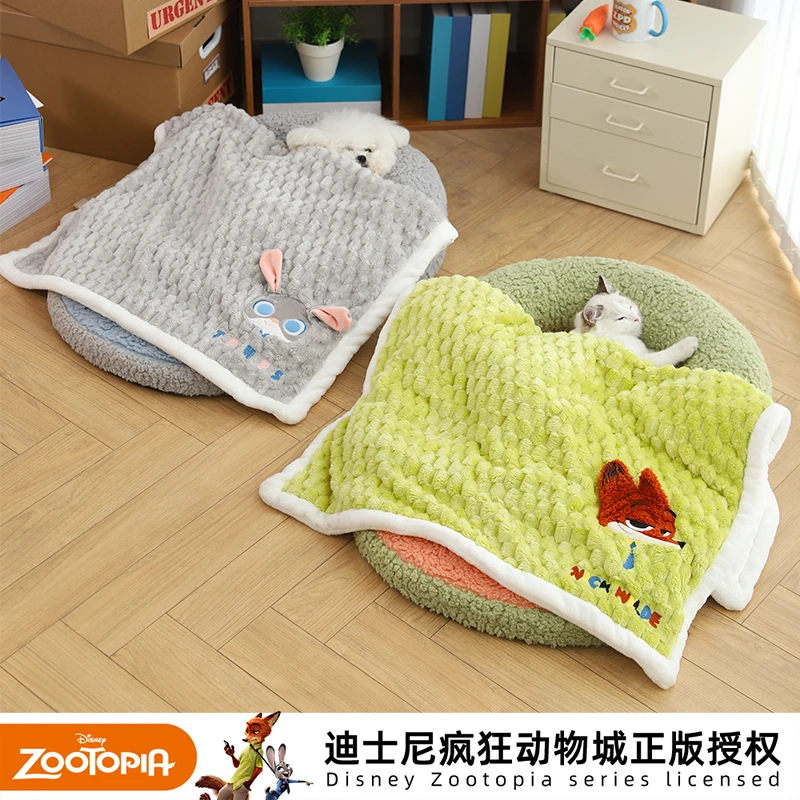 迪士尼疯狂动物城系列朱迪尼克猫咪毛毯猫窝睡垫猫垫子睡觉用被子