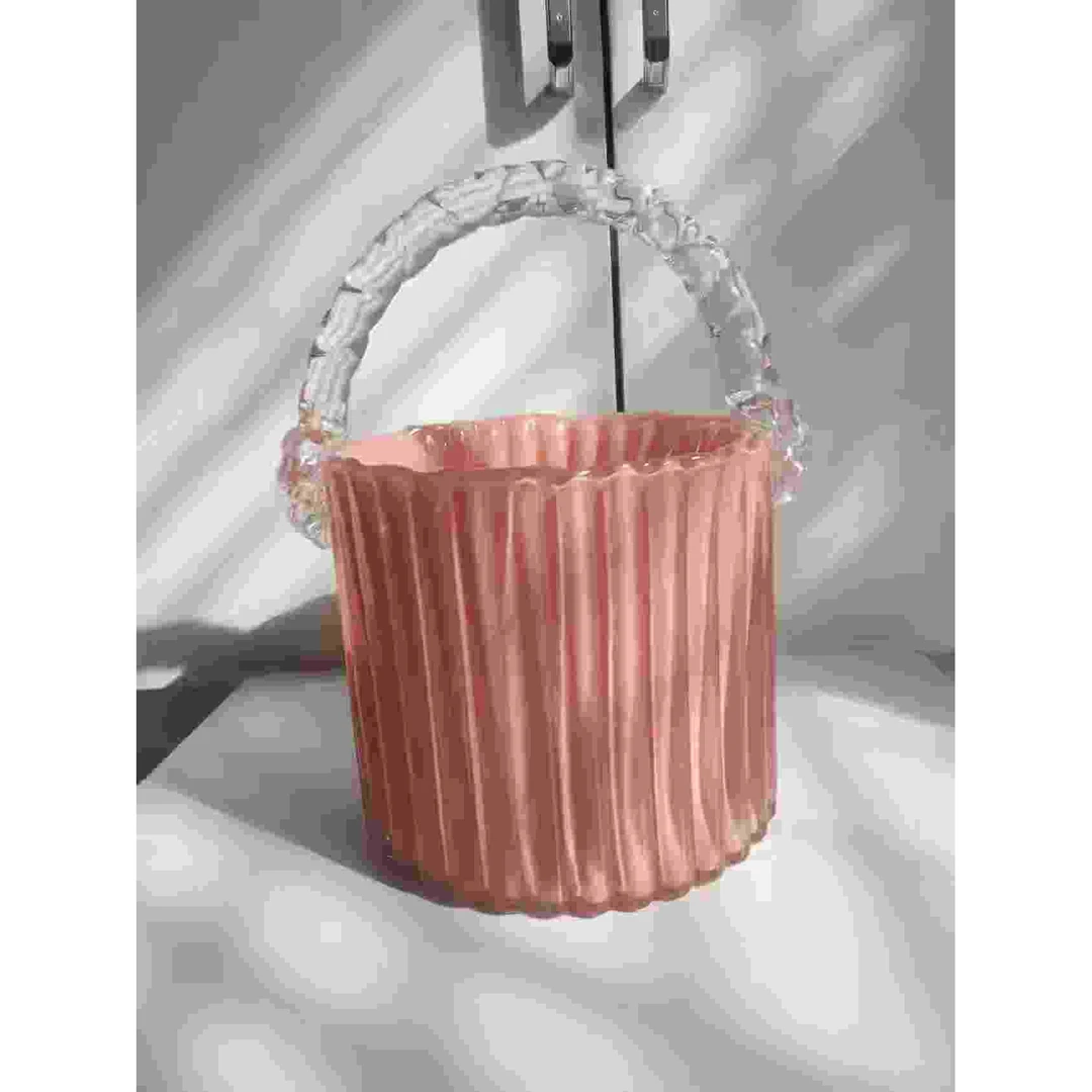 YY43粉色提桶轻奢琉璃花瓶