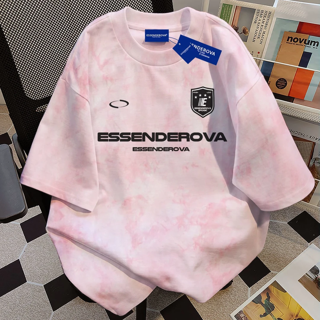 100%纯棉欧美个性嘻哈扎染短袖t恤男女夏季爆款宽松圆领情侣上衣