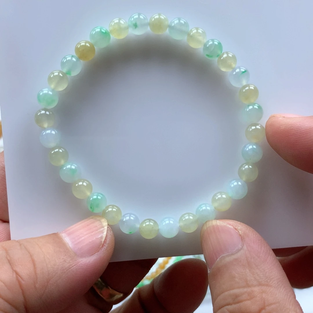 未镶嵌手串翡翠缅甸天然翡翠手串5.9卡32颗