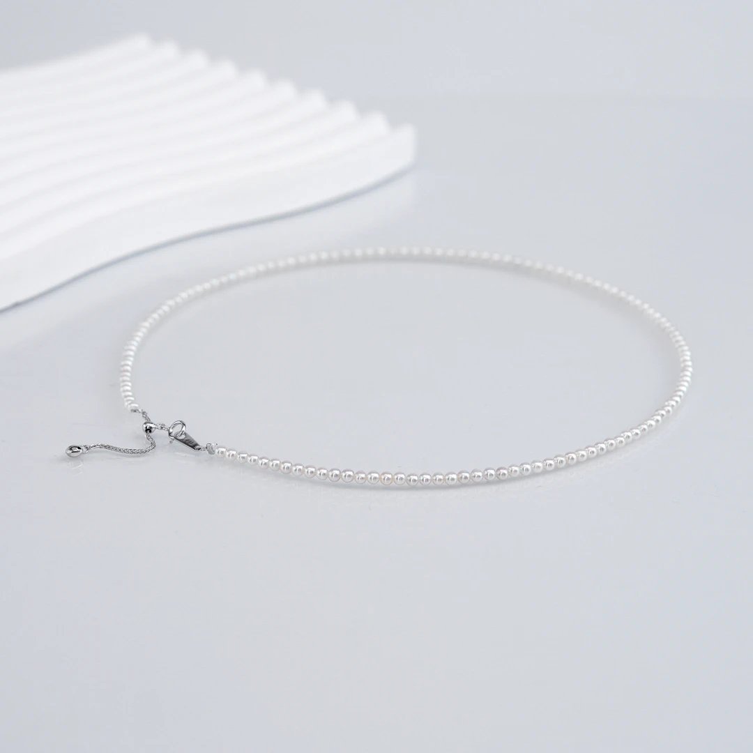 强光淡水珍珠时尚百搭小米珠项链锁骨链3-4mm