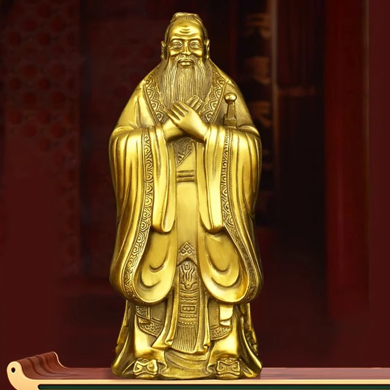 黄铜孔子像摆件画像铜像雕像铜孔夫子礼品工艺品教师节礼物
