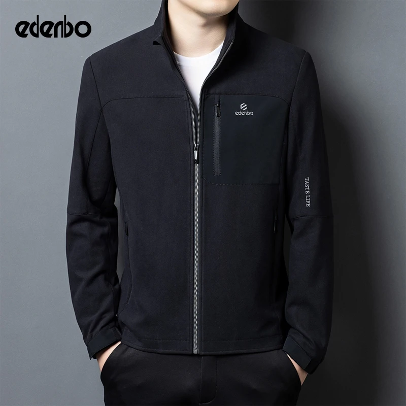 【商场同款】爱登堡休闲夹克男士秋冬季刺绣立领运动百搭摇粒绒外套