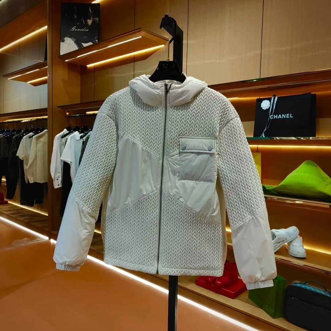 「G1235」 “麦穗连帽羽绒服” 冬季防寒保暖保暖简约连帽宽松羽绒服