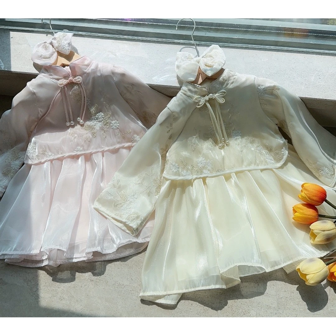 HHkids女童汉服春秋中国风2024新款女宝裙子连衣裙中式套装HTZ653